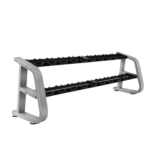 Precor Icarian 2-Tier Saddle Dumbbell Rack (Remanufactured) — transparent background