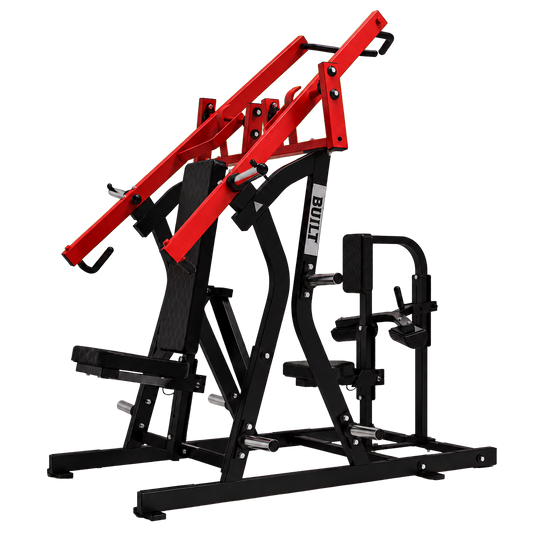 BUILT Strength HM1811 Ember Fusion chest press and lat pull — transparent background, view 1