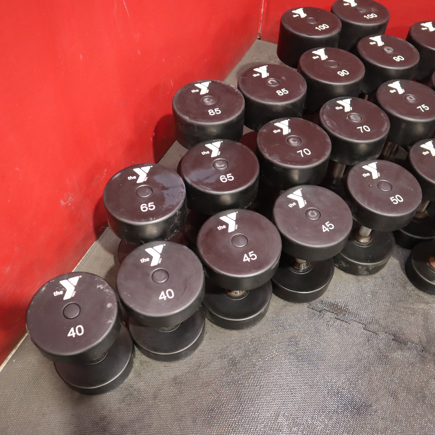 Urethane Dumbbell Set 25–100 lbs + Extra 30/35/40 lb Pairs (Used)