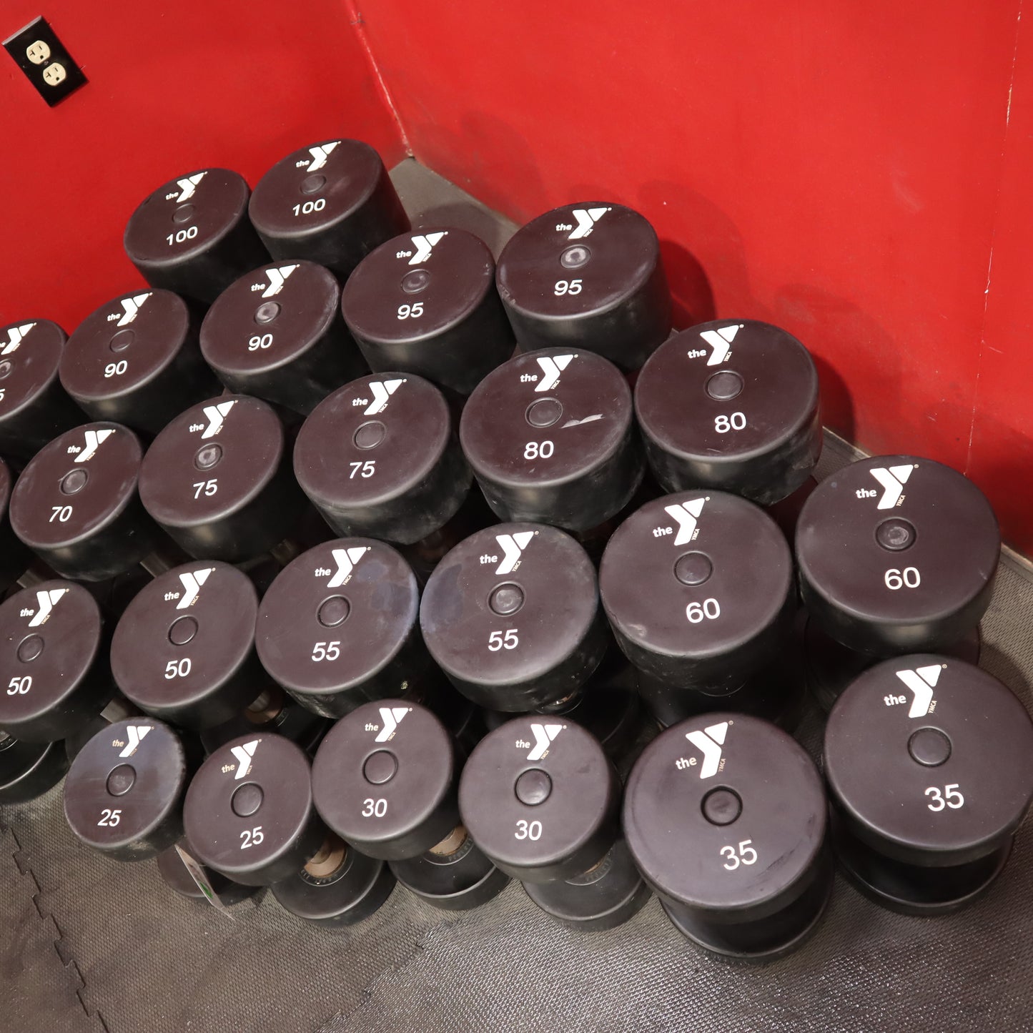 Urethane Dumbbell Set 25–100 lbs + Extra 30/35/40 lb Pairs (Used)