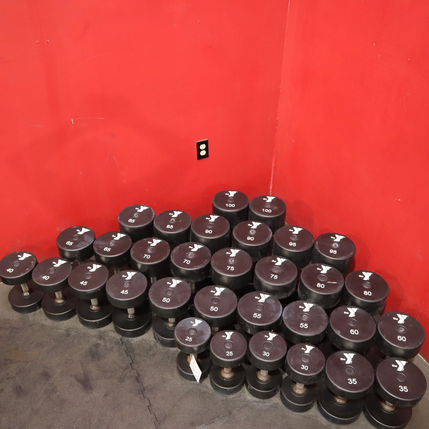 Urethane Dumbbell Set 25–100 lbs + Extra 30/35/40 lb Pairs (Used)