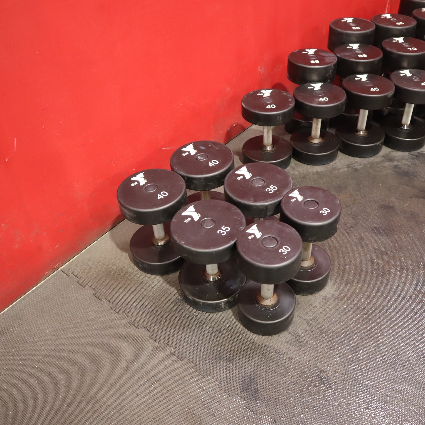 Urethane Dumbbell Set 25–100 lbs + Extra 30/35/40 lb Pairs (Used)