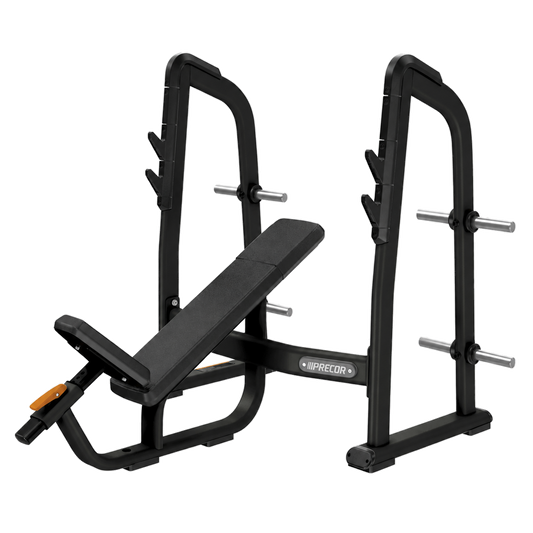 Precor Discovery Series Olympic Incline Bench Press on pure white