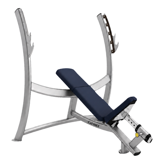 Cybex Olympic Incline Bench silver frame dark navy upholstery transparent