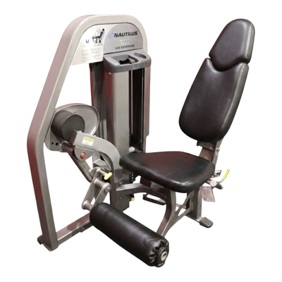 Nautilus Nitro Plus Leg Extension — Silver Frame & Black Upholstery (Remanufactured) — transparent background