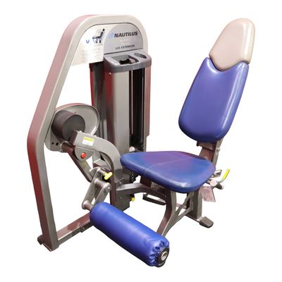 Nautilus Nitro Plus Leg Extension — Silver Frame & Blue Upholstery (Remanufactured) — transparent background