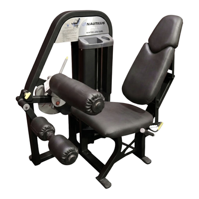 Nautilus Nitro Plus Seated Leg Curl — Black Frame & Black Upholstery (Remanufactured) — transparent background