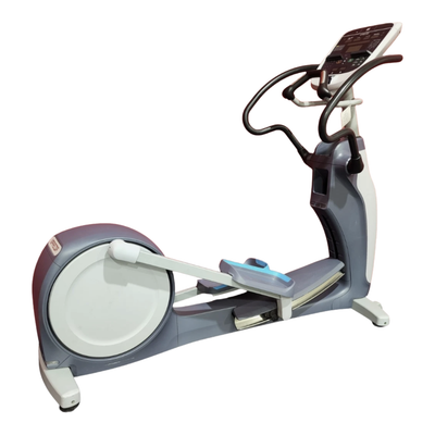 Precor EFX 833 Lower Body Elliptical w/ Converging Crossramp & P30 Console (Remanufactured) — Gray Base & Blue Trim [PRC-EFX-833-P30-BLU] — transparent background