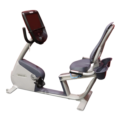 Precor RBK 885 Recumbent Bike w/P82 Console (Remanufactured) — Blue Trim [PR-RBK885P82-BLU] — transparent background