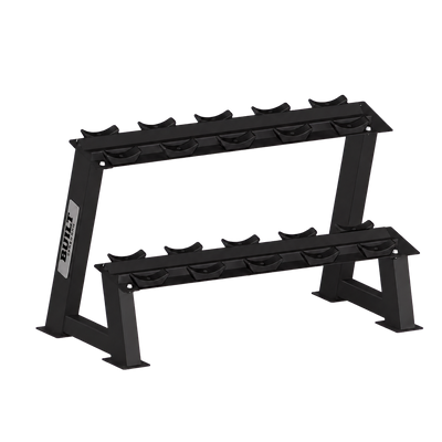 BUILT Strength 5-pair dumbbell rack — transparent background