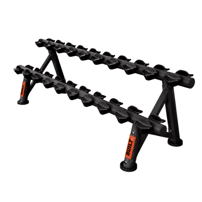 BUILT Strength 10-pair dumbbell rack V1 — transparent background