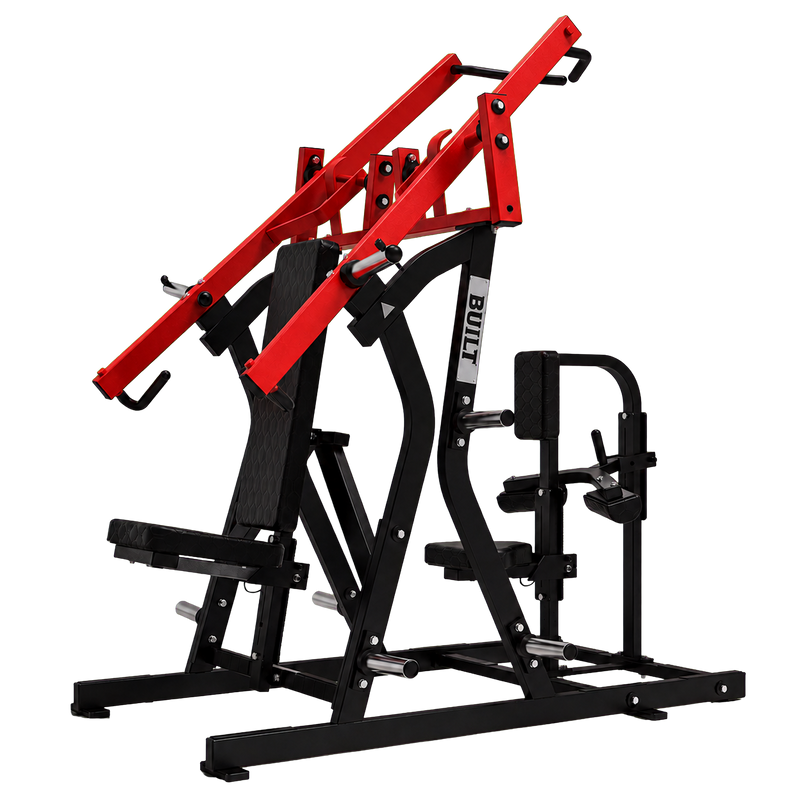 BUILT Strength HM1811 Ember Fusion chest press and lat pull — transparent background, view 1