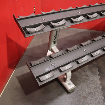 Life Fitness 5-50 pound 2 Tier Dumbbell Rack w/ Saddles (Remanufactured)