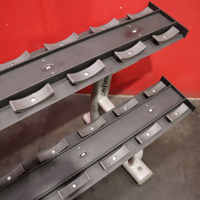 Life Fitness 5-50 pound 2 Tier Dumbbell Rack w/ Saddles (Remanufactured)