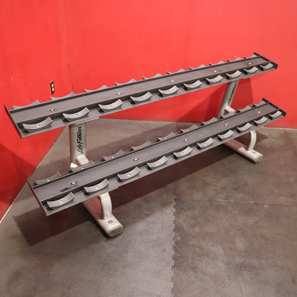 Life Fitness 5-50 pound 2 Tier Dumbbell Rack w/ Saddles (Remanufactured ...
