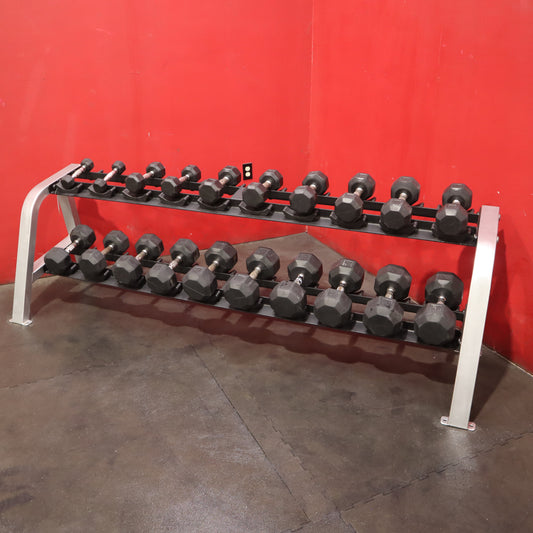 Life Fitness 2 Tier Rack w/ 5-50lb Dumbbell Set (Refurbished)