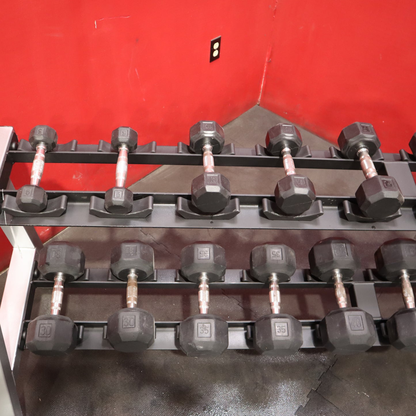 Life Fitness 2 Tier Rack w/ 5-50lb Dumbbell Set (Refurbished)