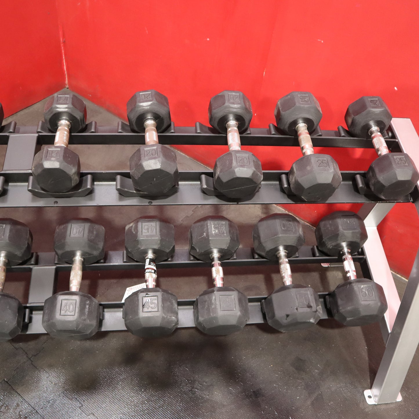 Life Fitness 2 Tier Rack w/ 5-50lb Dumbbell Set (Refurbished)