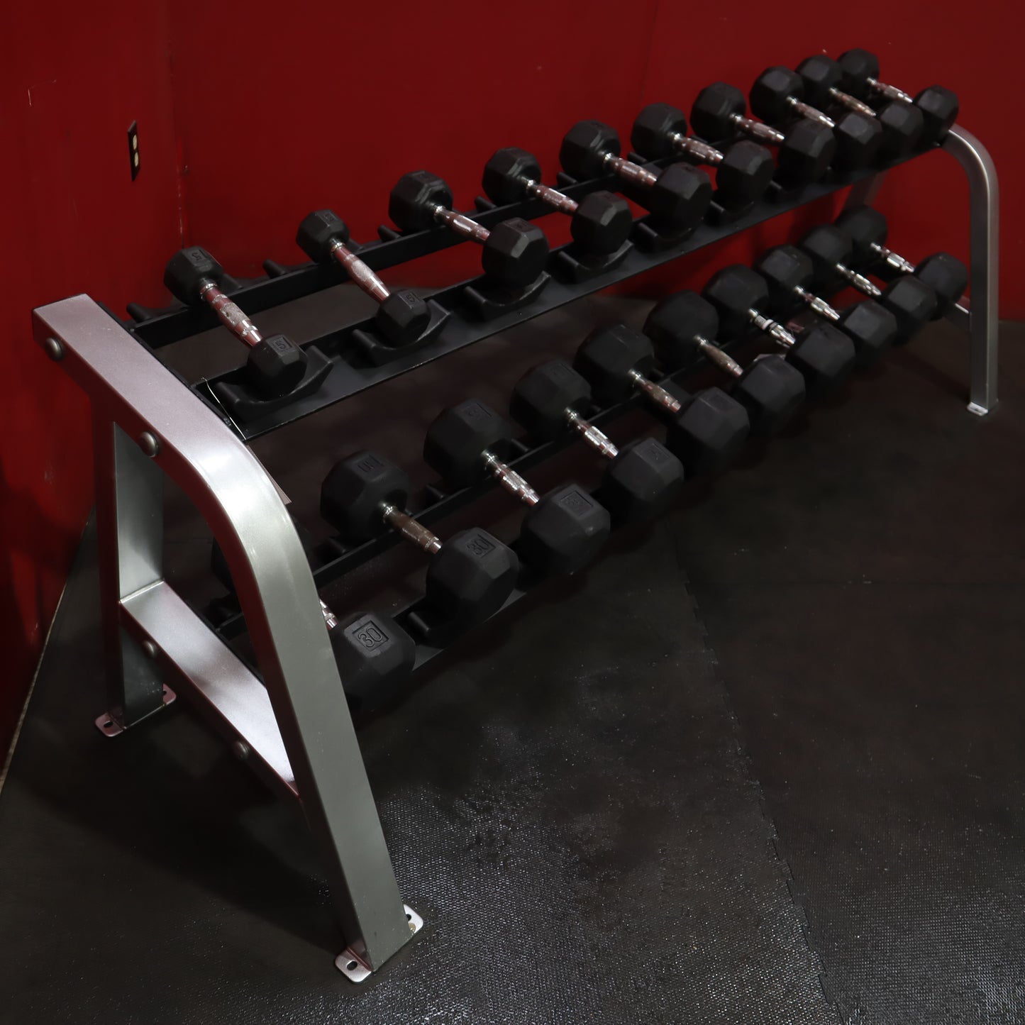 Life Fitness 2 Tier Rack w/ 5-50lb Dumbbell Set (Refurbished)