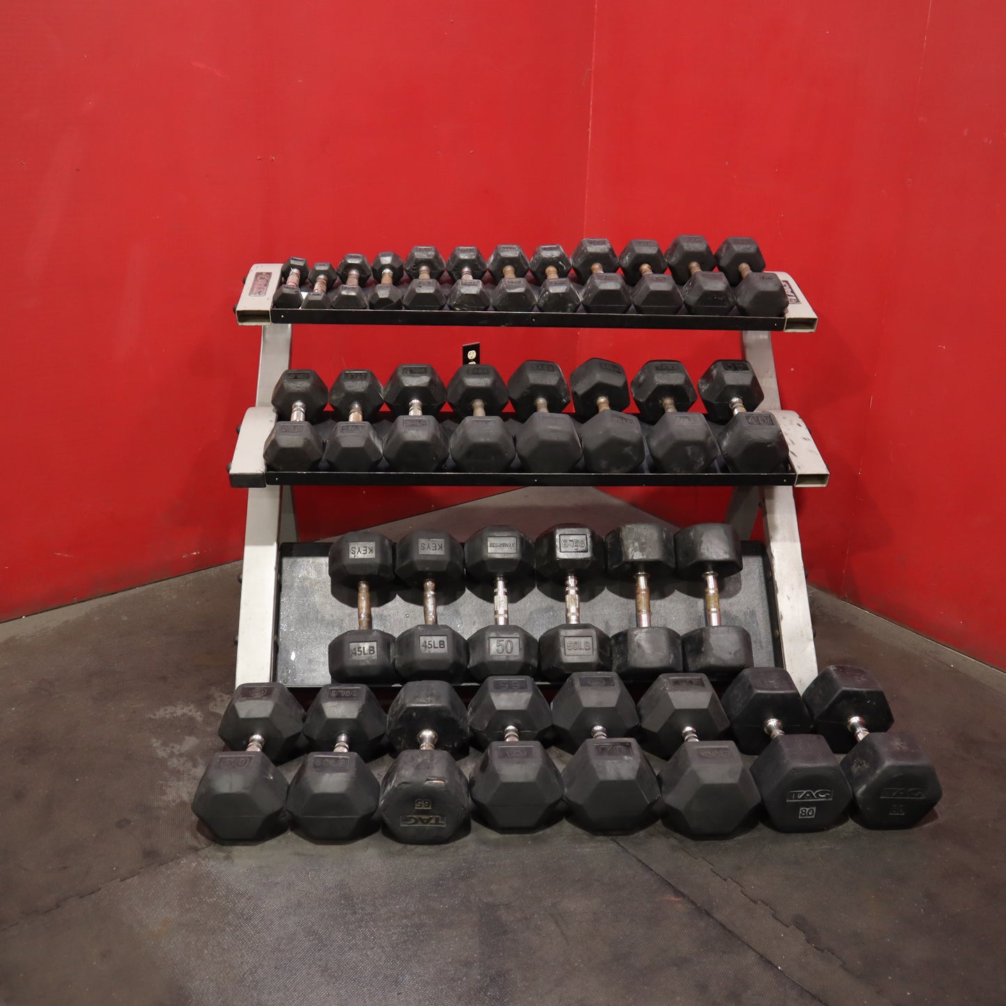 Tag Dumbbell Rack w/ Dumbbells 3–80 lbs (Used)