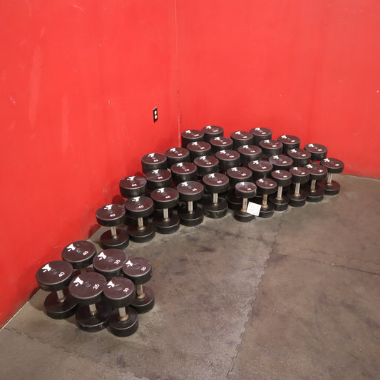 Urethane Dumbbell Set 25–100 lbs + Extra 30/35/40 lb Pairs (Used)