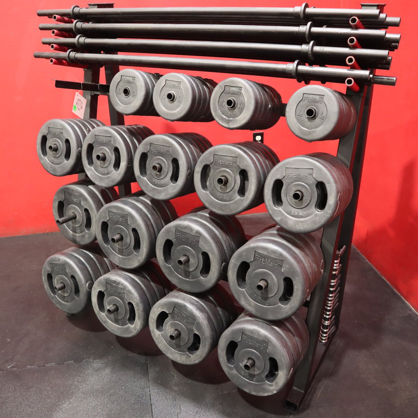 Fitmarc Body Pump Group Class Training Fixed Barbell Set w/ Rack (Refurbished)