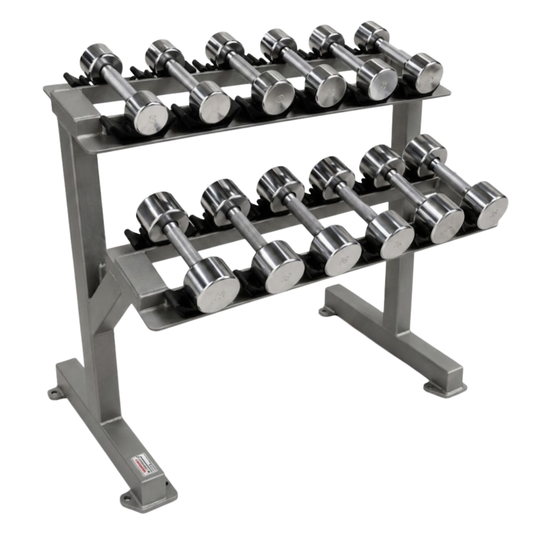 Flex Fitness Systems 3–15 lb Chrome Dumbbell Set with Rack (Remanufactured)