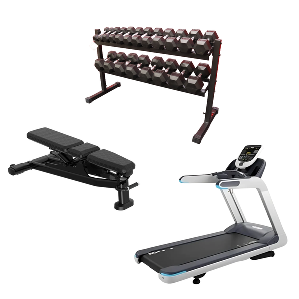 Complete Cardio & Strength Training Bundle — Precor TRM 835 + York Pro-Hex Dumbbells + BUILD Adjustable Bench 2.0