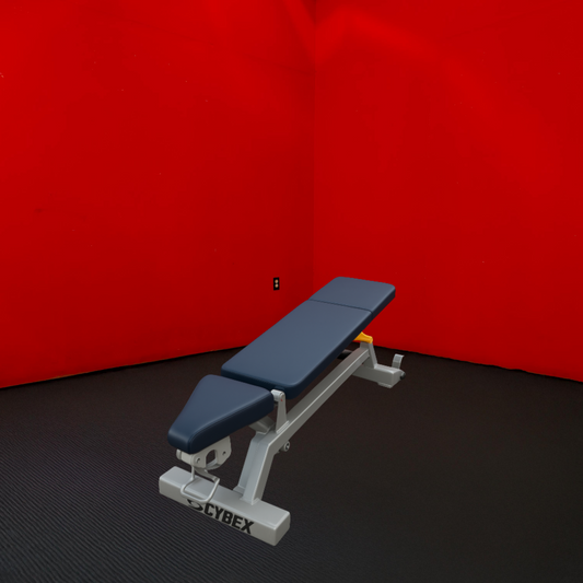 Cybex Fully Adjustable Weight Bench 0–90 Degree (Remanufactured) *Grey Frame & Blue Upholstery*