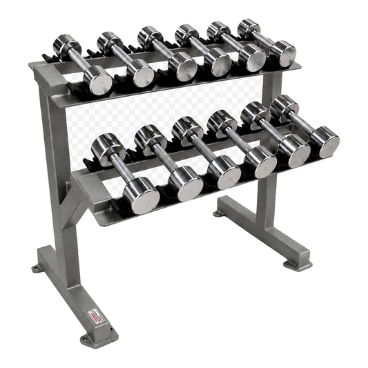 Flex Fitness Systems chrome dumbbell set with rack transparent