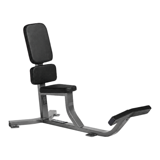 Hammer Strength Upright Bench gray frame black upholstery — complete background delete