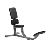 Hammer Strength Upright Bench gray frame black upholstery — complete background delete