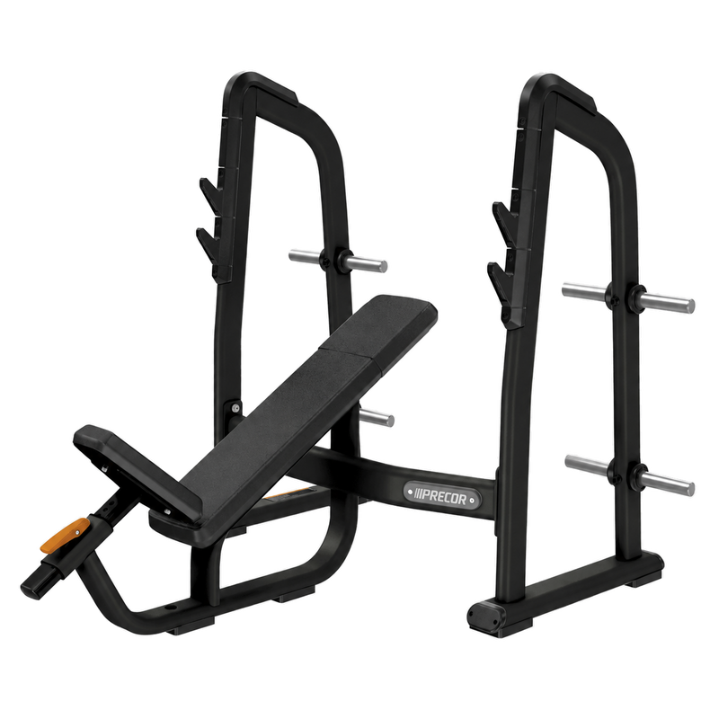 Precor Discovery Series Olympic Incline Bench Press on pure white