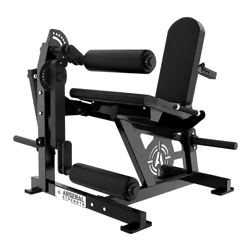 Arsenal Strength Reloaded Leg Extension / Seated Leg Curl on pure white