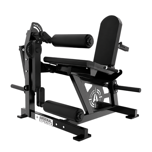 Arsenal Strength Reloaded Leg Extension / Seated Leg Curl on pure white