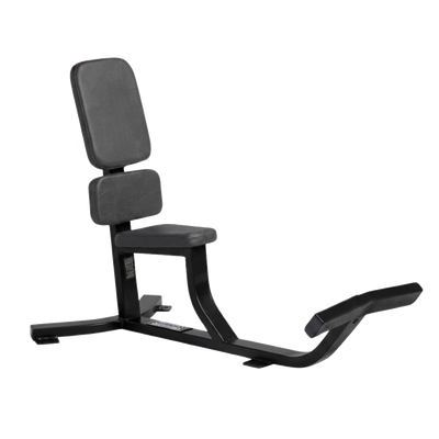 Hammer Strength Upright Bench black frame gray upholstery transparent