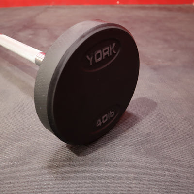 York Fixed Straight Rubber Weighted Barbells (New)