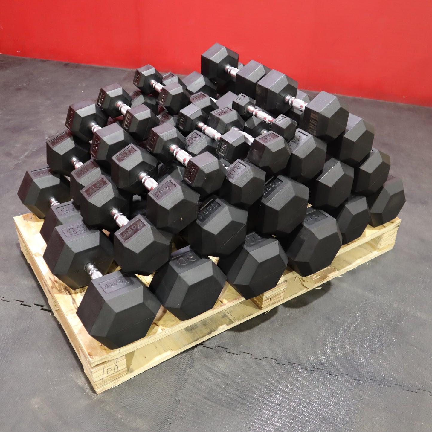 York Pro-Hex Rubber Dumbbells